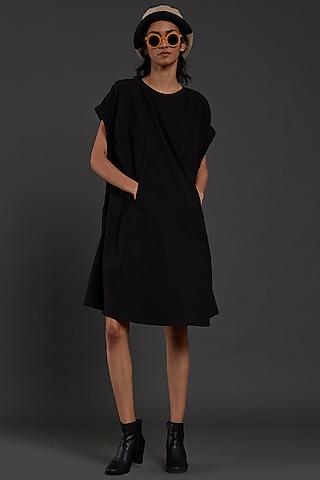 black cotton shift dress