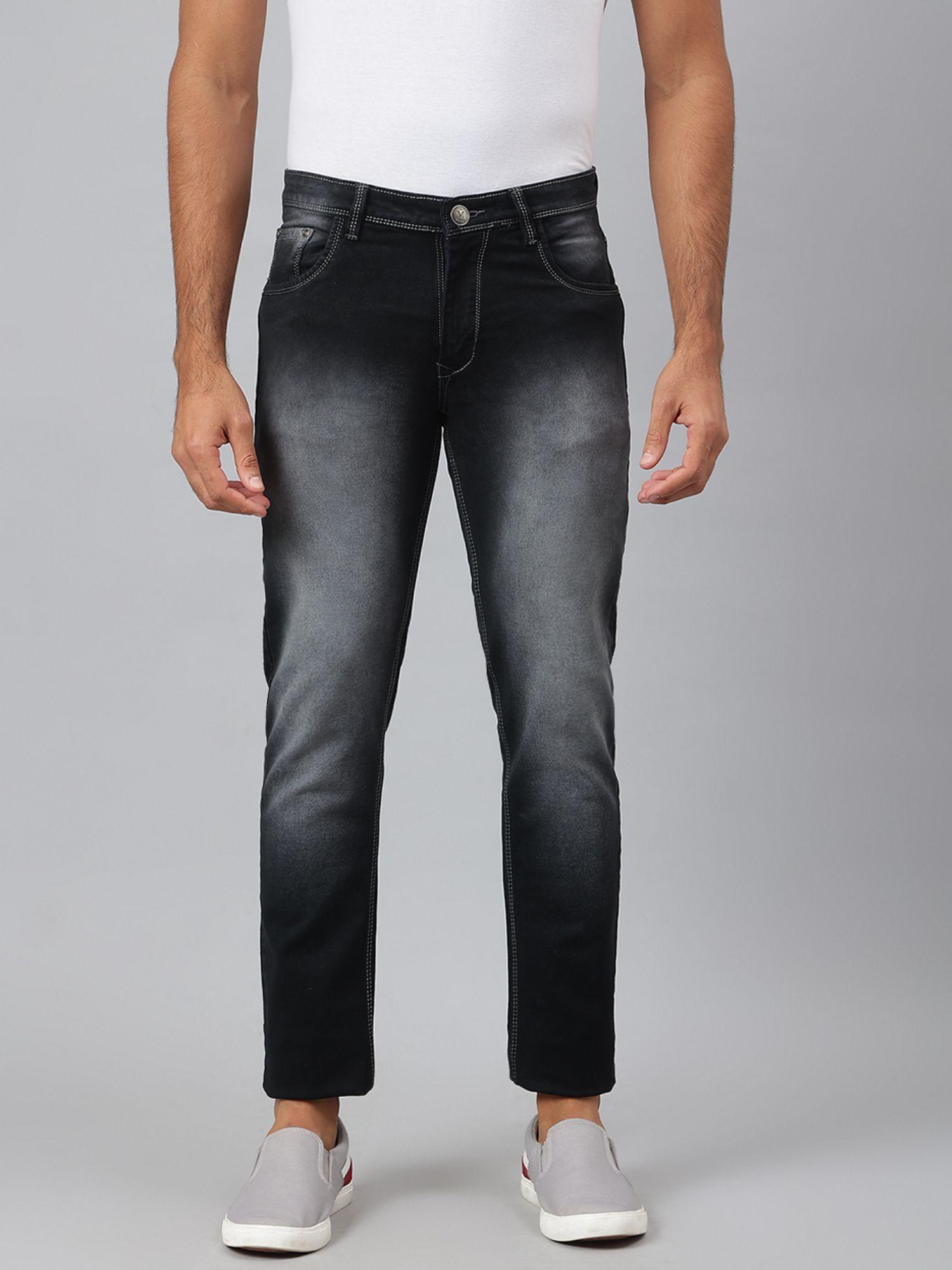 black cotton solid jeans