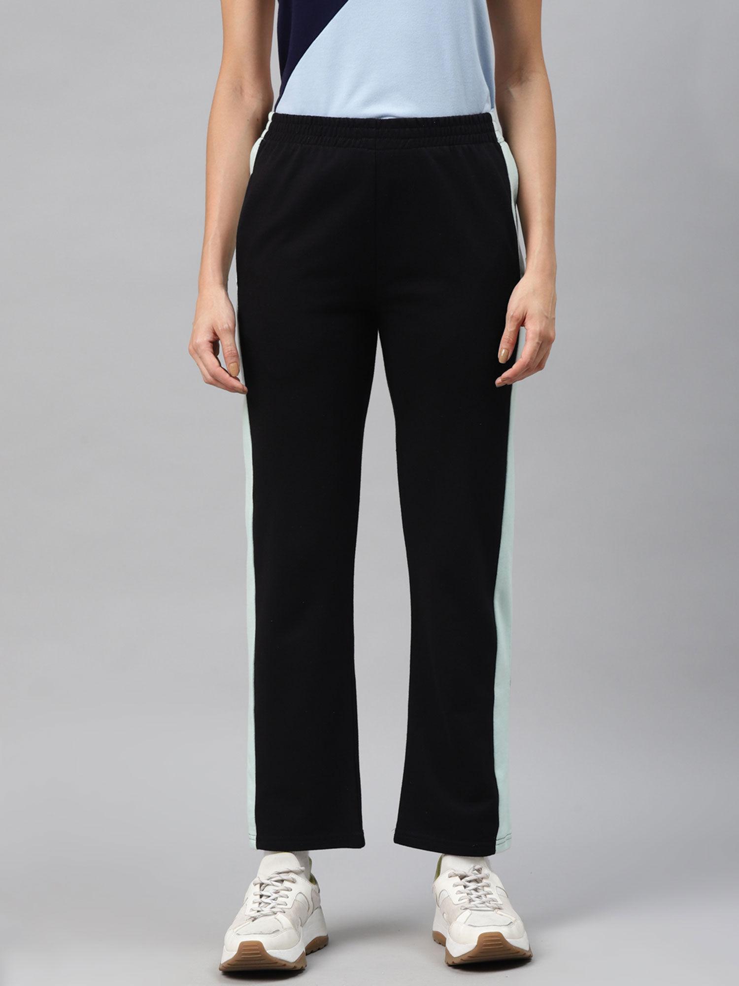 black cotton solid regular trackpant