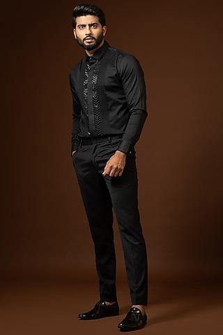 black cotton stretch shirt