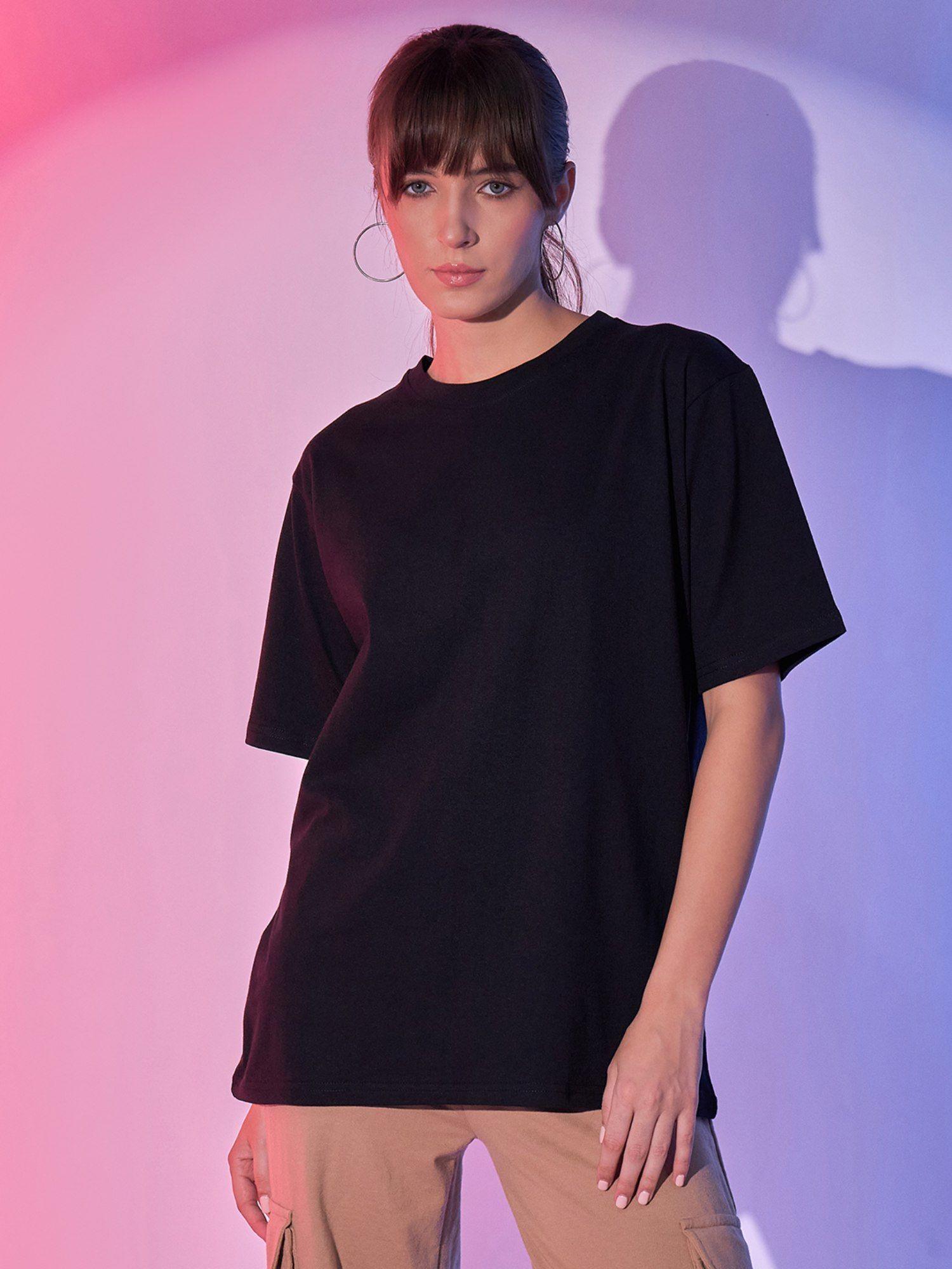 black cotton women oversized t-shirt