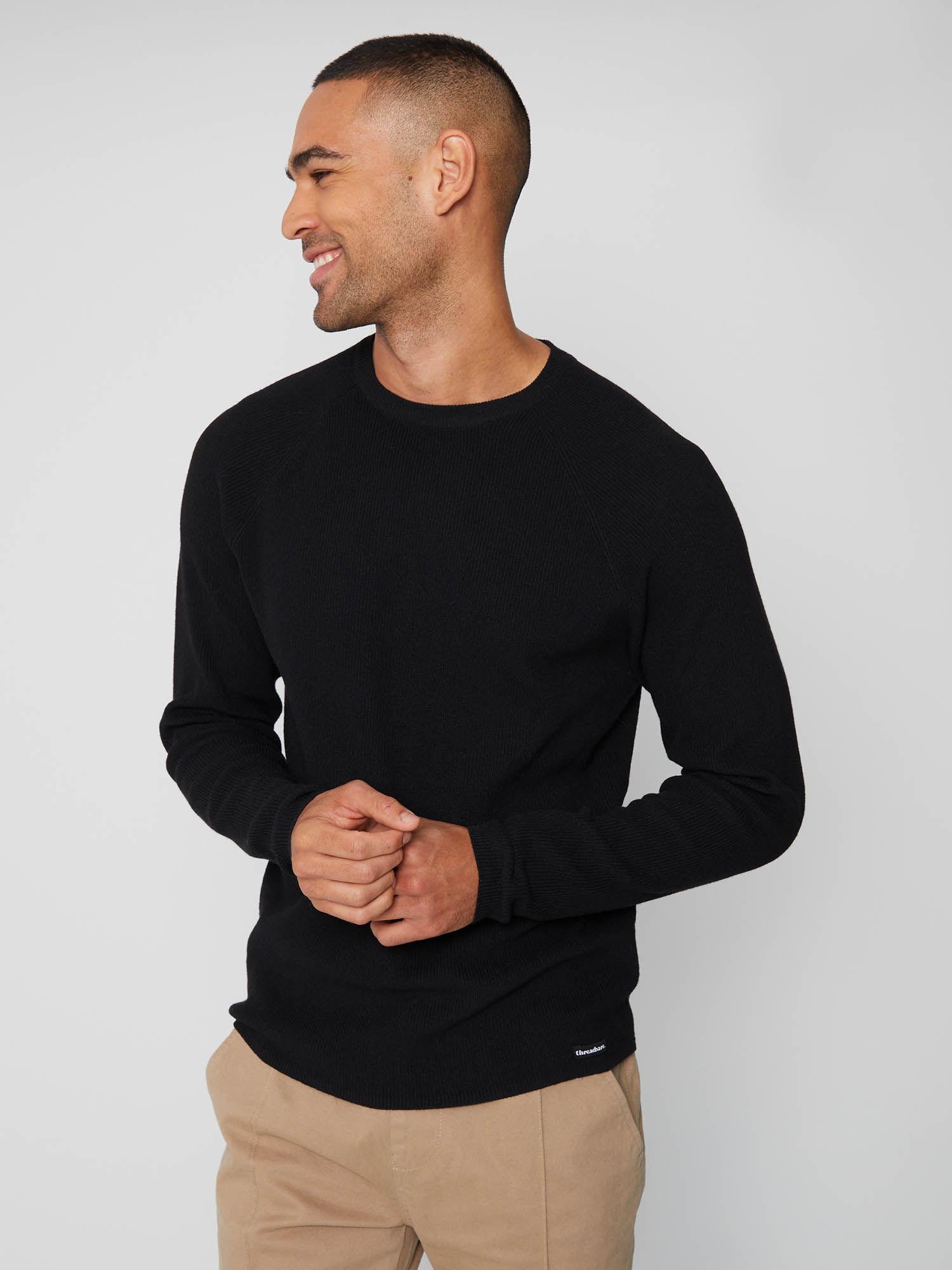 black crew neck raglan jumper