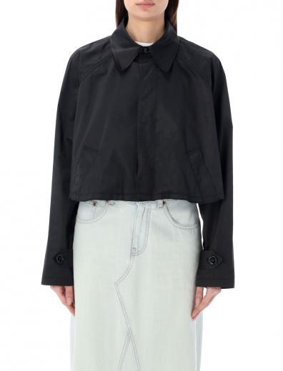 black cropped raw-edge jacket