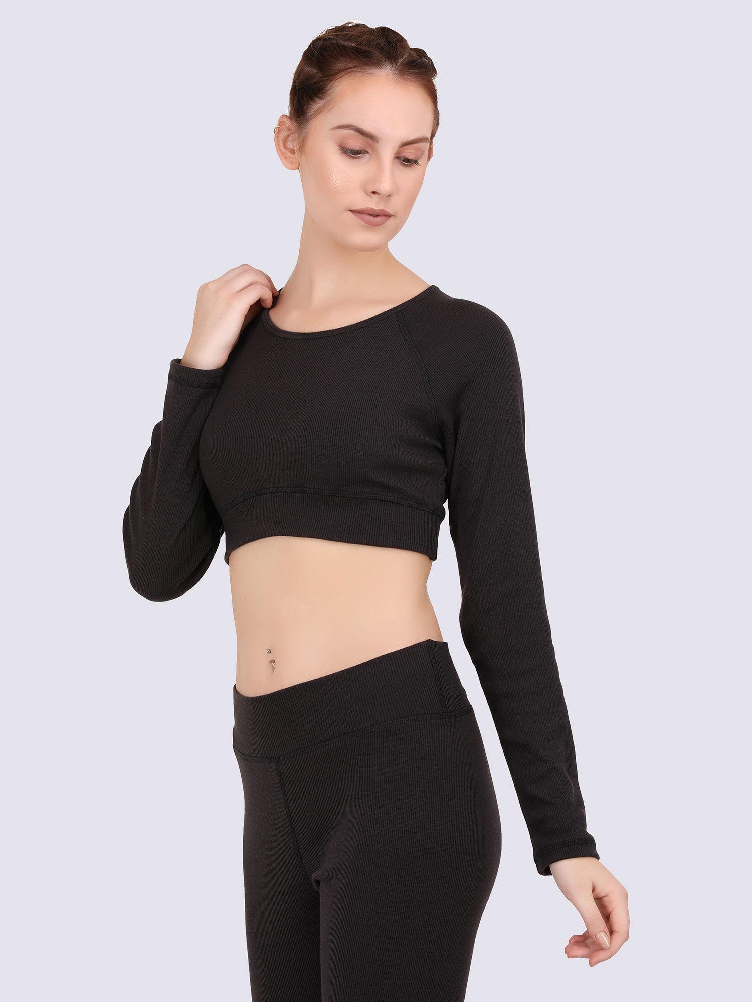 black cropped sports top