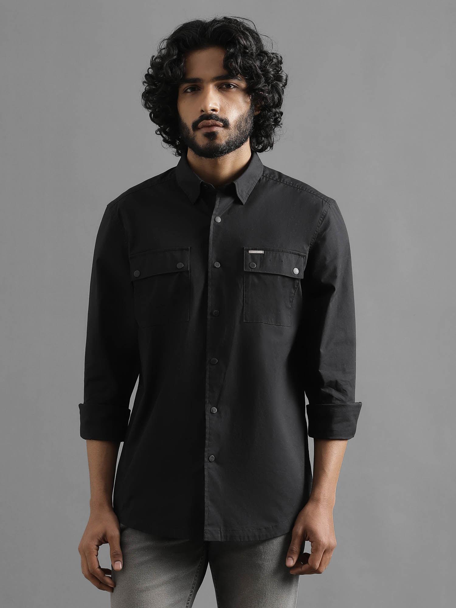 black cruising double pocket casual shirt