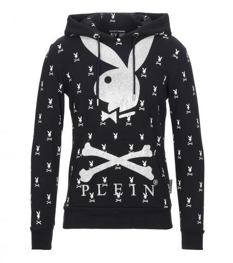 black crystals bunny logo hoodie