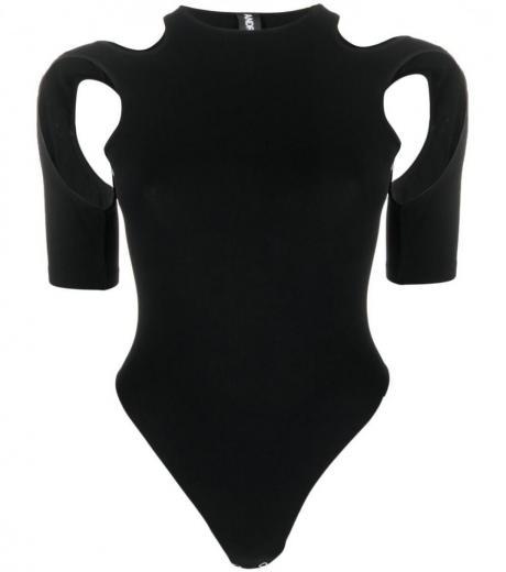 black cut-out jersey bodysuit