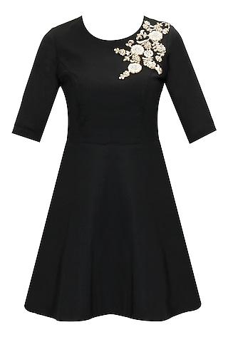 black dabka embroidered dress