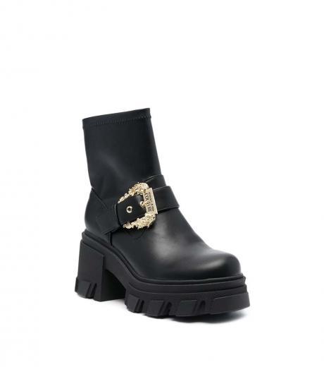 black decorative buckle boots