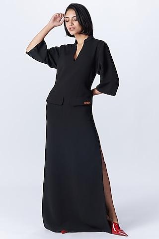 black delta crepe dress