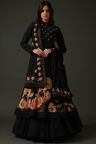 black digital printed anarkali set