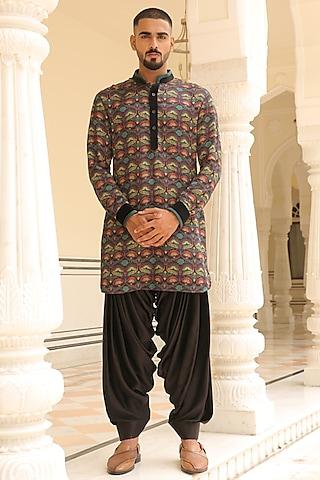 black digital printed kurta