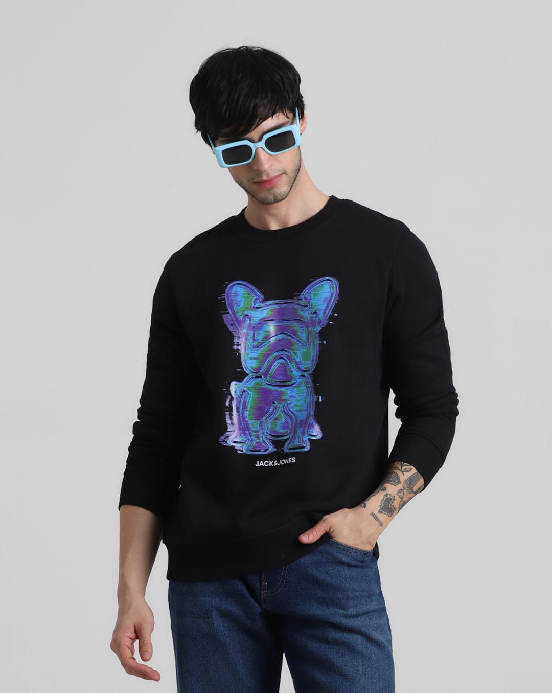 black doggo print sweatshirt