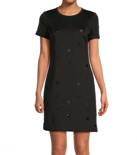 black dotted mini t-shirt dress