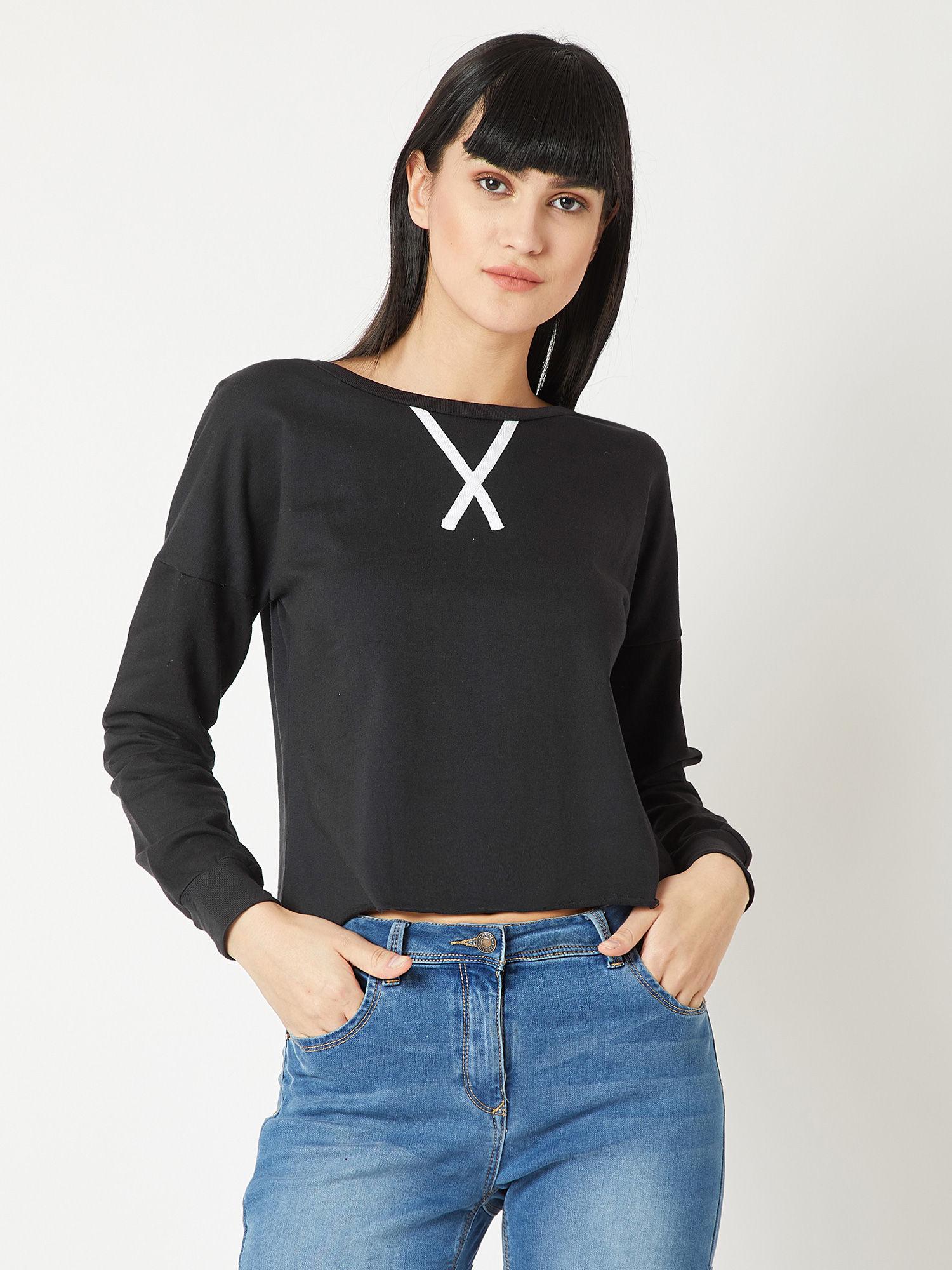 black drop shoulder sweatshirt