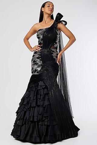 black dual tone embroidered gown