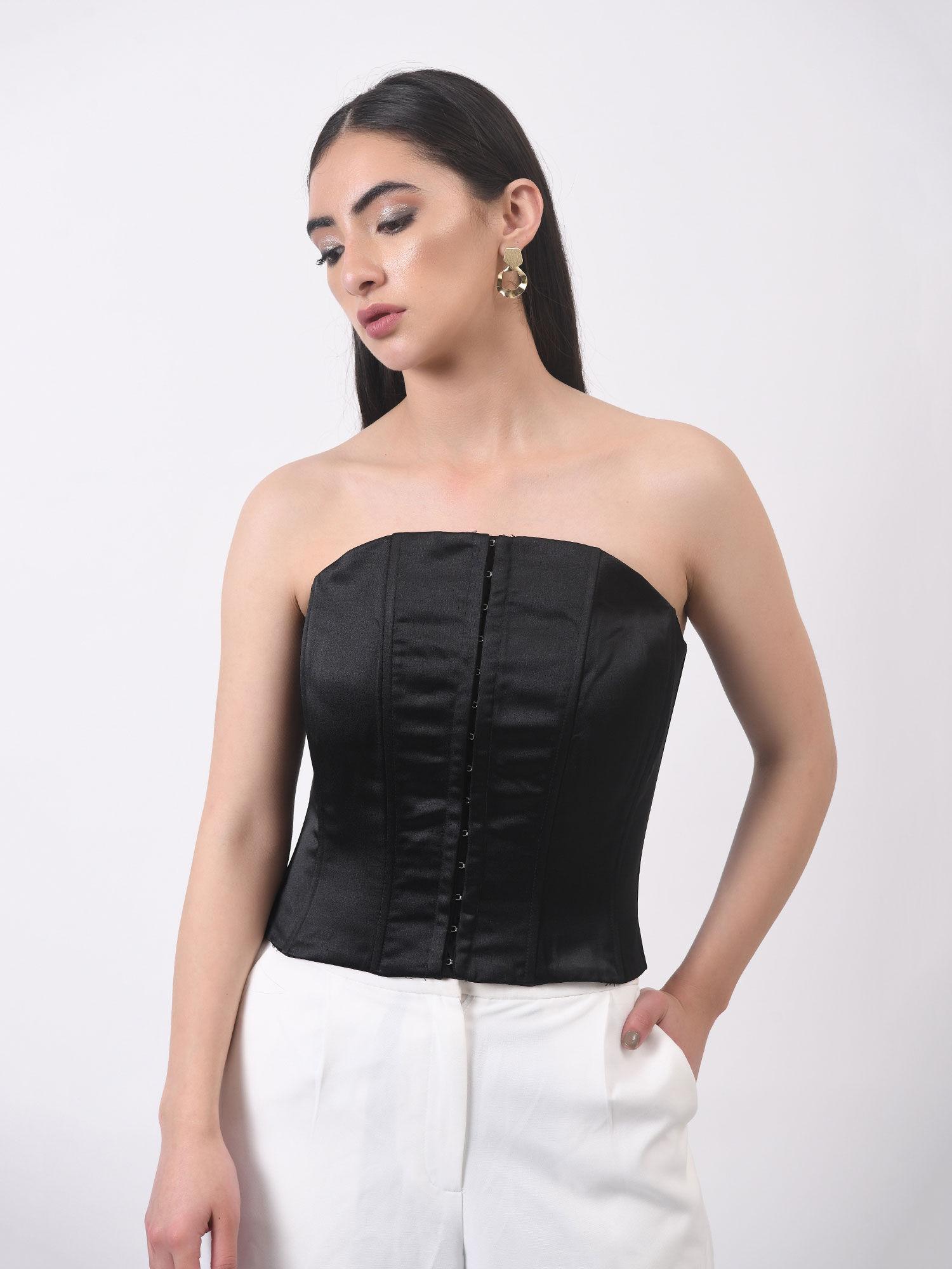 black duchess satin top