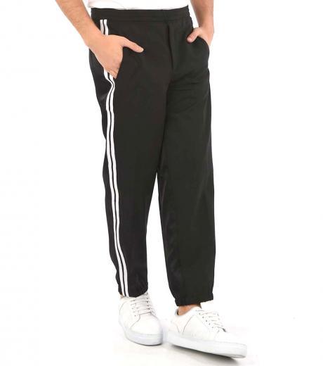 black easy fit piping pants