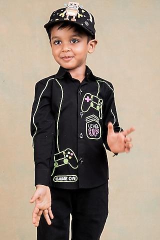 black egyptian giza cotton embroidered shirt for boys