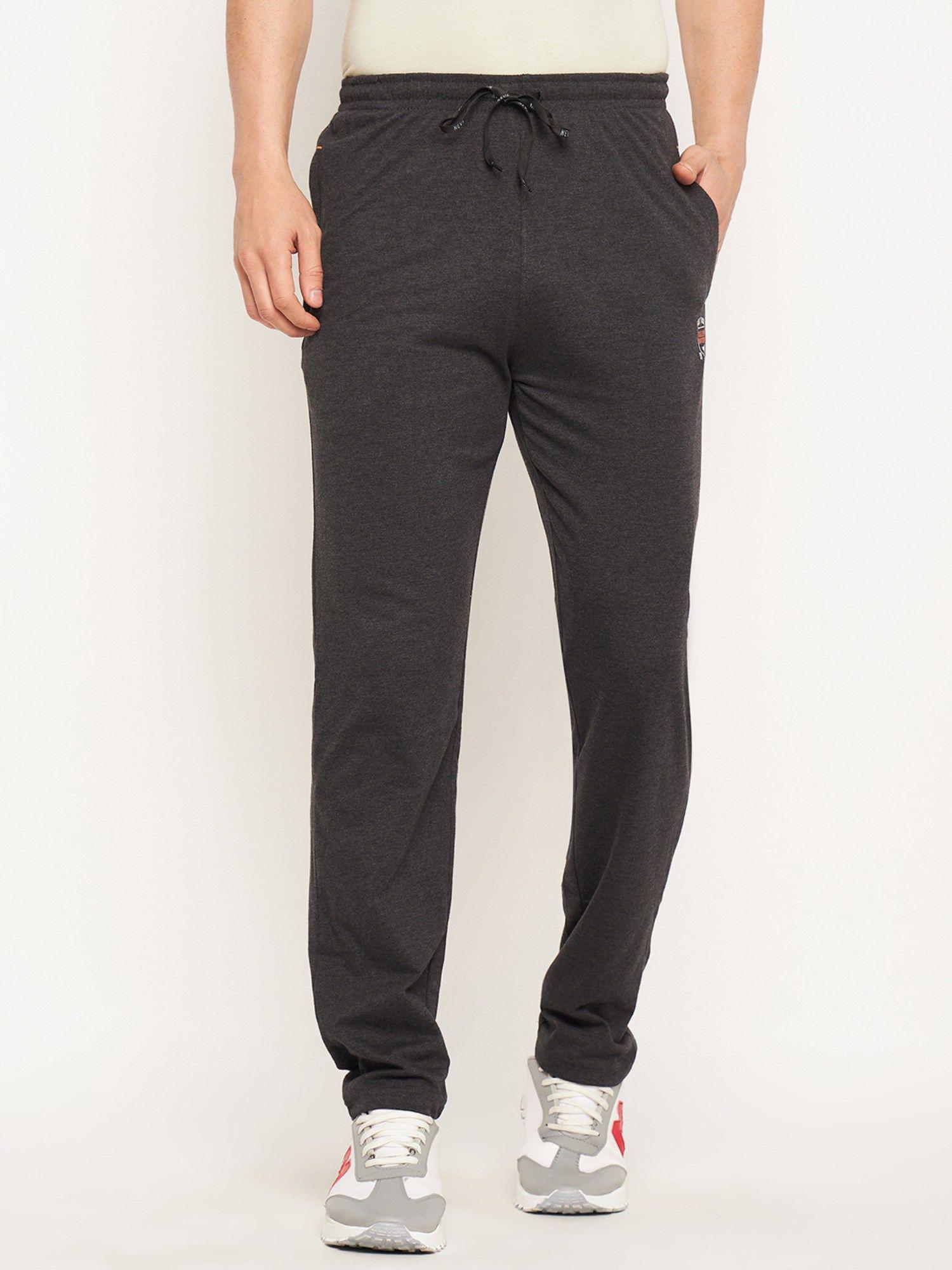 black elasticated waistband with drawstring regular fit mens trackpant