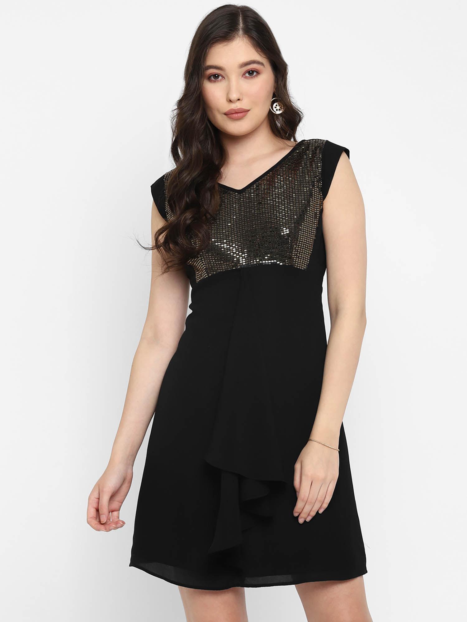 black embellished georgette dress