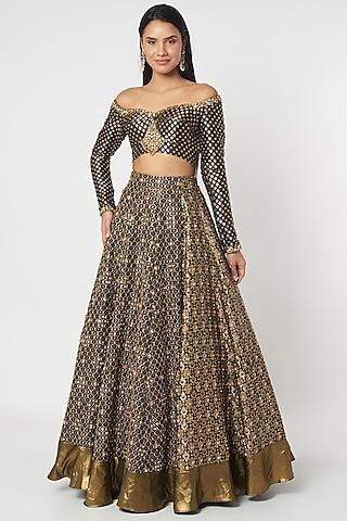 black embellished lehenga set