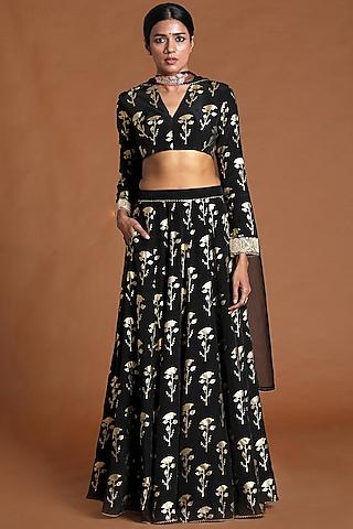 black embellished lehenga set