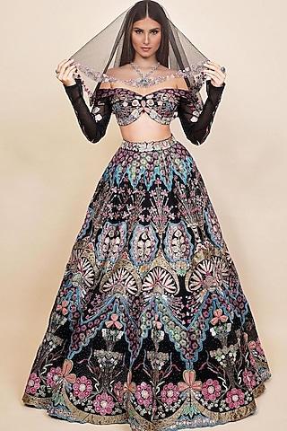 black embellished lehenga set