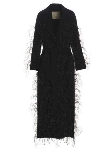 black embellished long coat