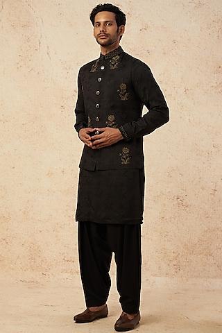 black embellished nehru jacket