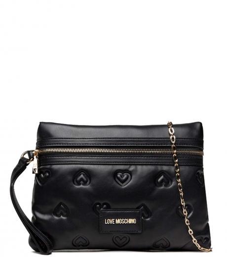 black embossed hearts medium crossbody bag