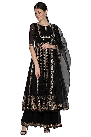 black embroidered anarkali set