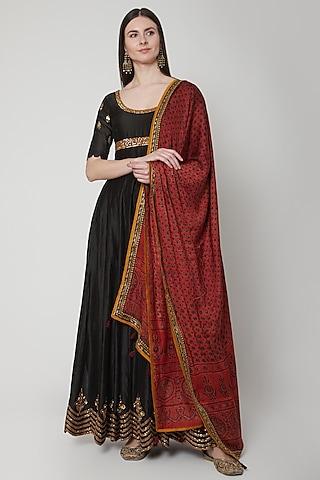 black embroidered anarkali set