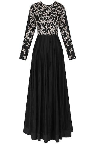 black embroidered anarkali set