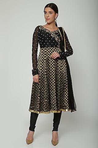 black embroidered anarkali set