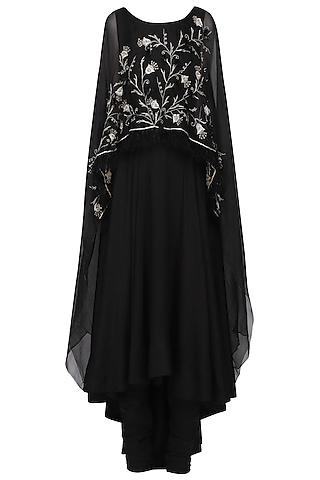 black embroidered anarkali set