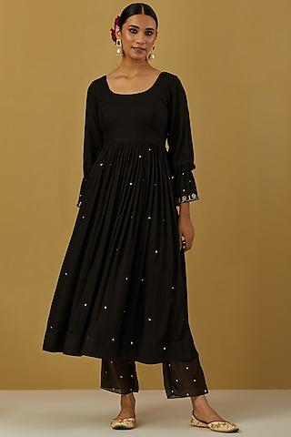 black embroidered anarkali