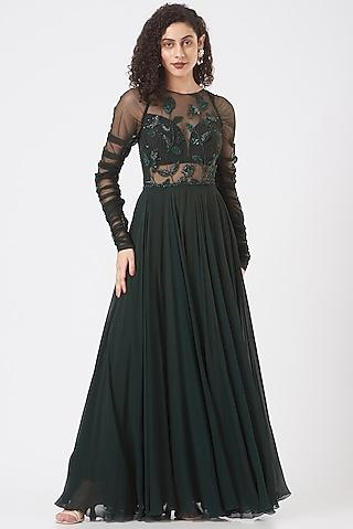 black embroidered anarkali