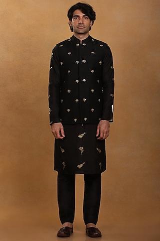 black embroidered bundi jacket