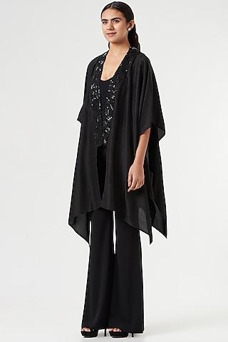 black embroidered cape