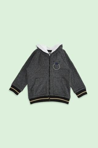 black embroidered casual full sleeves regular hood baby regular fit sweatshirt
