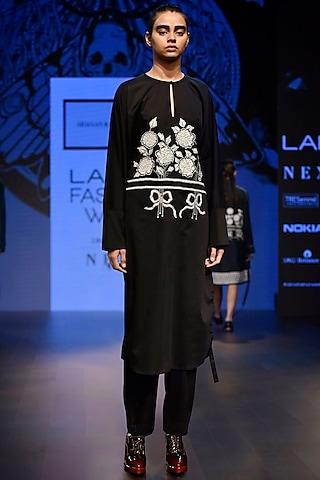 black embroidered kaftan style dress