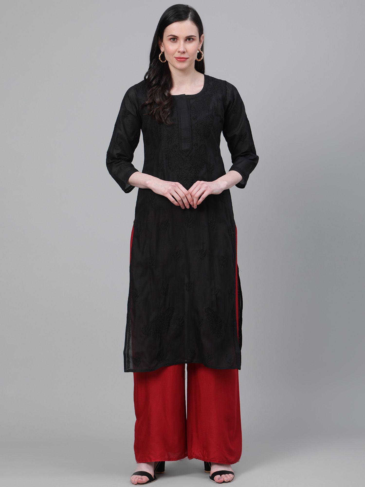 black embroidered kurta (xs) (a215306)