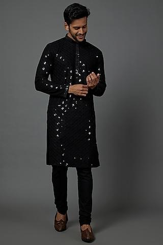 black embroidered kurta set