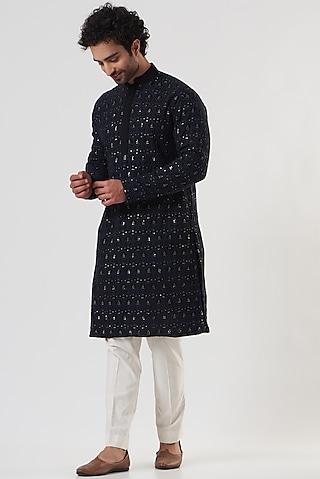 black embroidered kurta set