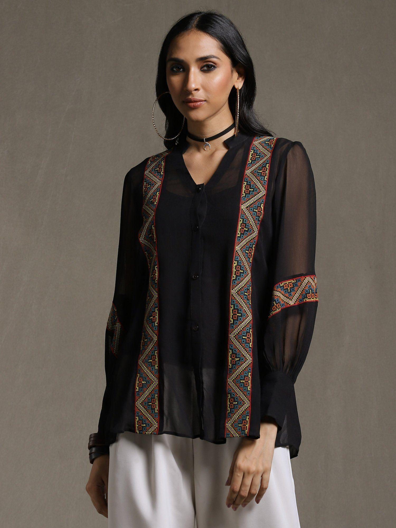 black embroidered kurti