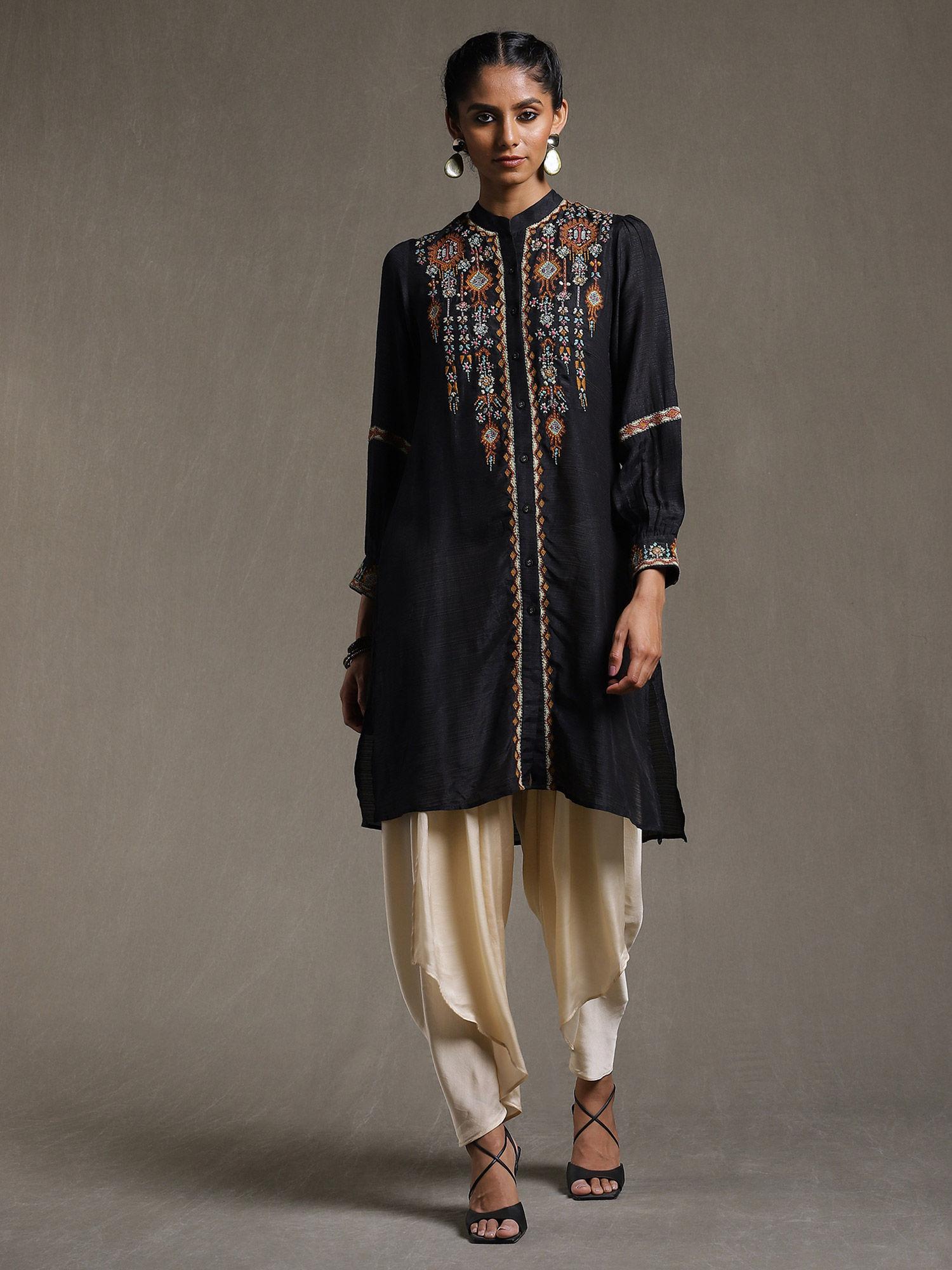 black embroidered kurti