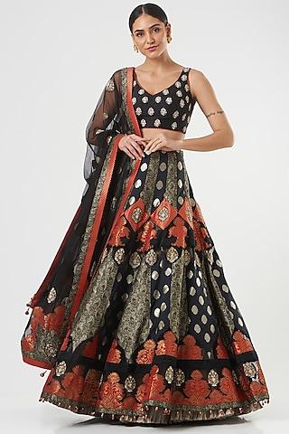 black embroidered lehenga set