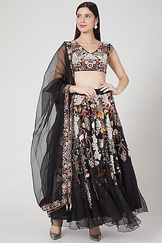 black embroidered lehenga set