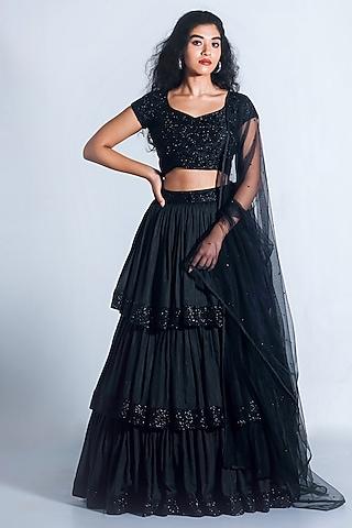 black embroidered lehenga set